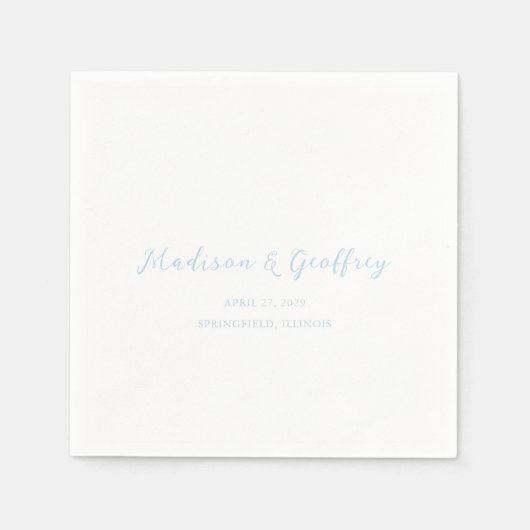 Vet Script Poeder Blauw Elegant Huwelijk Servet (Voorkant)