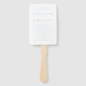 Vet Script Poeder Blauw Elegant Trouwprogramma Handwaaier (Voorkant)