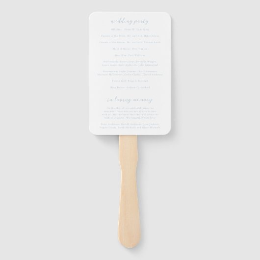 Vet Script Poeder Blauw Elegant Trouwprogramma Handwaaier (Achterkant)