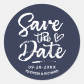 Vet Script Rustiek Chique Bruiloft Save The Date Ronde Sticker (Voorkant)