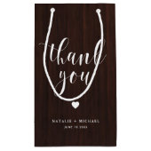 Vet Script Rustiek Houten Patroon Dank u Gift Bag Klein Cadeauzakje (Achterkant)