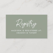 Vet Script Sage Green Baby shower Registry Informatiekaartje (Voorkant)