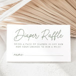 Vet Script Sage Groen Baby shower Luier Raffle Informatiekaartje<br><div class="desc">Leuke,  minimalistische baby showers luier loterijkaarten met een modern salie groen script. Personaliseer de salie groene luier loterij kaart met uw aangepaste tekst hieronder. Het ontwerp biedt ruimte voor elke gast om zijn naam te schrijven. Het ontwerp komt overeen met ons Oh Baby Script baby shower collectie.</div>