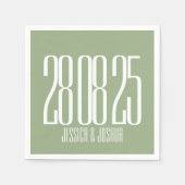 Vet Script Sage Groen Wit Ultra Modern Bruiloft Servet (Voorkant)