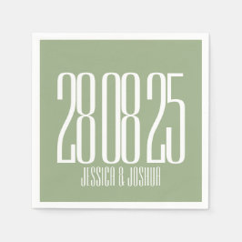 Vet Script Sage Groen Wit Ultra Modern Bruiloft Servet