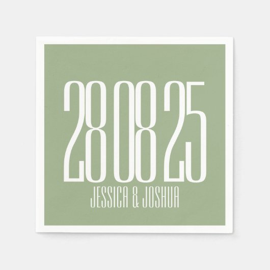 Vet Script Sage Groen Wit Ultra Modern Bruiloft Servet (Voorkant)