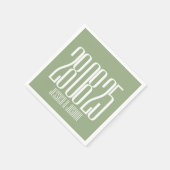 Vet Script Sage Groen Wit Ultra Modern Bruiloft Servet (Hoek)