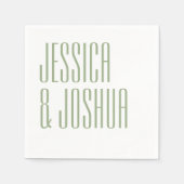 Vet Script Sage Typografie Wit Modern Bruiloft Servet (Voorkant)