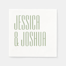 Vet Script Sage Typografie Wit Modern Bruiloft Servet