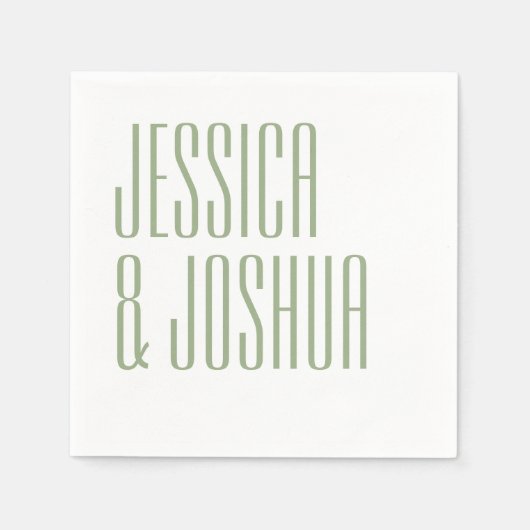 Vet Script Sage Typografie Wit Modern Bruiloft Servet (Voorkant)