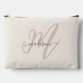 Vet Script Stijlvolle Beige Naam en Monogram Etui (Voorkant)