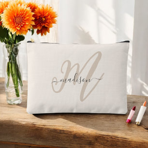 Vet Script Stijlvolle Beige Naam en Monogram Etui