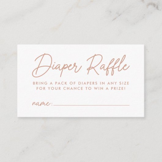 Vet Script Terracotta Baby shower Luier Raffle Informatiekaartje (Voorkant)