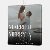 Vet Script Trouwen Eerste Kerst Metal Keramisch Ornament (Links)