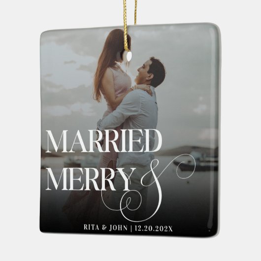 Vet Script Trouwen Eerste Kerst Metal Keramisch Ornament (Links)