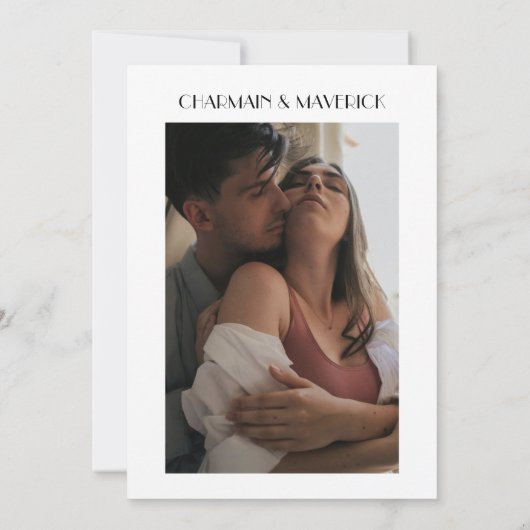 Vet Script Typografie Fotobruiloft Kaart (Achterkant)