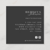 Vet script & Typografie Zwart wit foto Modern Vierkante Visitekaartje (Achterkant)