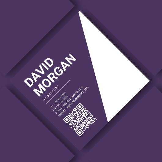 Vet Script Typography QR Code Paarse Vierkante Visitekaartje