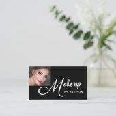 Vet Script Zwart en Wit Foto Make-up Visitekaartje (Staand voorkant)