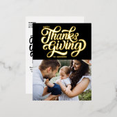 Vet Script Zwart Happy Thanksgiving-foto Folie Feestdagen Briefkaart (Voorkant / Achterkant)