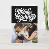 Vet Script Zwarte Foto Happy Thanksgiving Feestdagen Kaart (Voorkant)
