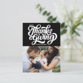 Vet Script Zwarte Foto Happy Thanksgiving Feestdagenkaart (Staand voorkant)