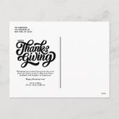 Vet Script Zwarte Foto Happy Thanksgiving Feestdagenkaart (Achterkant)