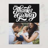 Vet Script Zwarte Foto Happy Thanksgiving Feestdagenkaart (Voorkant)
