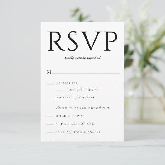 Vet Serif Classic RSVP Insert-Kaart (Staand voorkant)