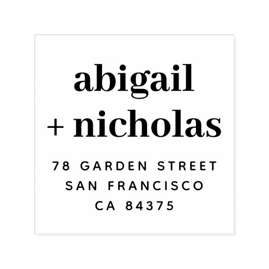 Vet Serif Couple's Namen Bruiloft Retouradres Zelfinktende Stempel (Design)