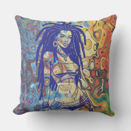 Vet silhouet van een vrouw met dreadlocks. kussen