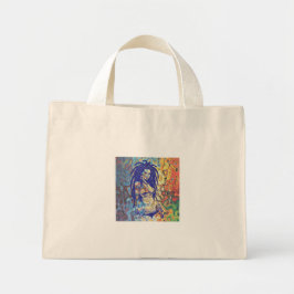 Vet silhouet van een vrouw met dreadlocks. mini tote bag