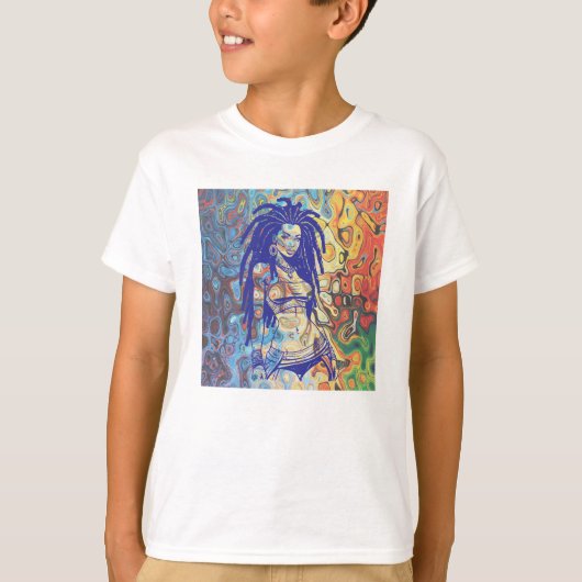 Vet silhouet van een vrouw met dreadlocks. t-shirt (Voorkant)