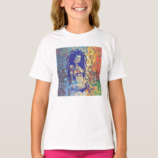 Vet silhouet van een vrouw met dreadlocks. t-shirt (Voorkant)