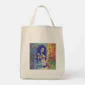 Vet silhouet van een vrouw met dreadlocks. tote bag (Achterkant)