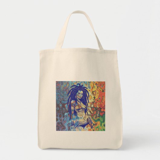 Vet silhouet van een vrouw met dreadlocks. tote bag (Voorkant)
