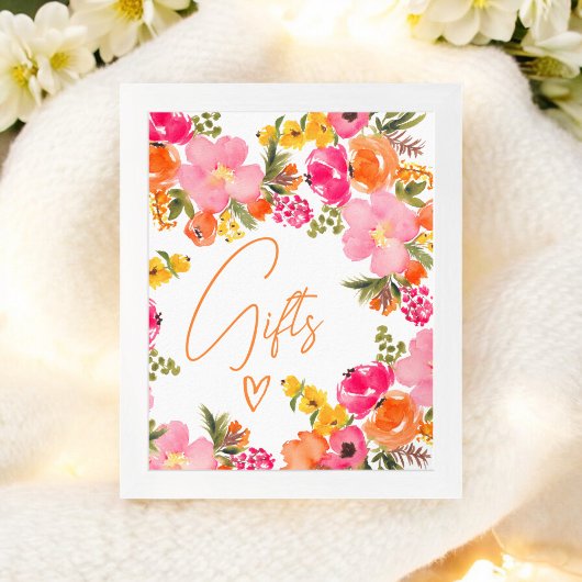 Vet Sinaasappel bloemen script geschenken vrijgeze Poster