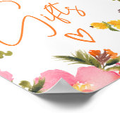 Vet Sinaasappel bloemen script geschenken vrijgeze Poster (Hoek)