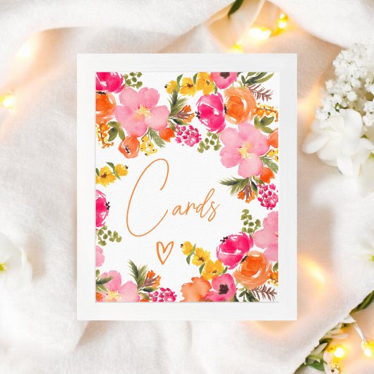 Vet Sinaasappel bloemen script kaarten vrijgezelle Poster