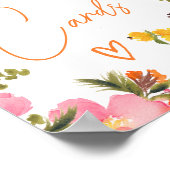 Vet Sinaasappel bloemen script kaarten vrijgezelle Poster (Hoek)