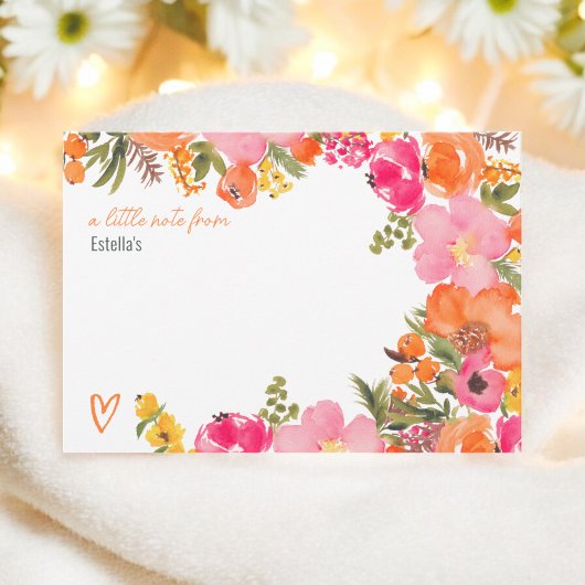 Vet Sinaasappel bloemen script vrijgezellenfeest Notitiekaartje