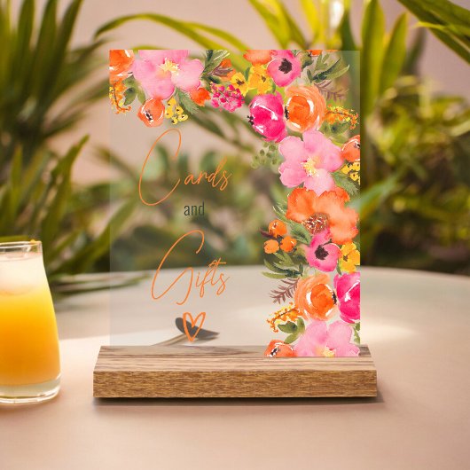 Vet sinaasappel bloemenscript kaarten cadeau vrijg acryl bord