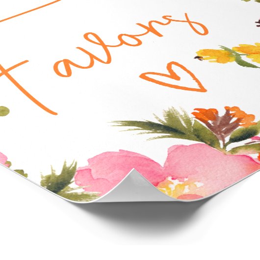 Vet Sinaasappel bloesem script geeft de voorkeur a Poster (Hoek)