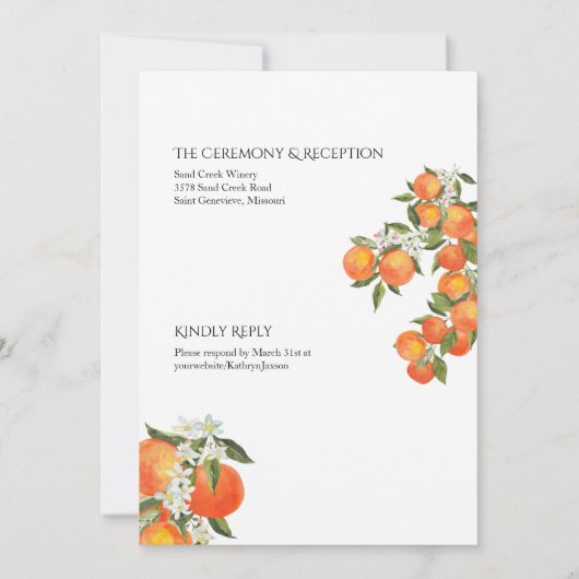 Vet Sinaasappel boerderij thema bruiloft uitnodigi Kaart (Achterkant)