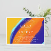 Vet Sinaasappel en blauwe bruiloft Kaart (Staand voorkant)