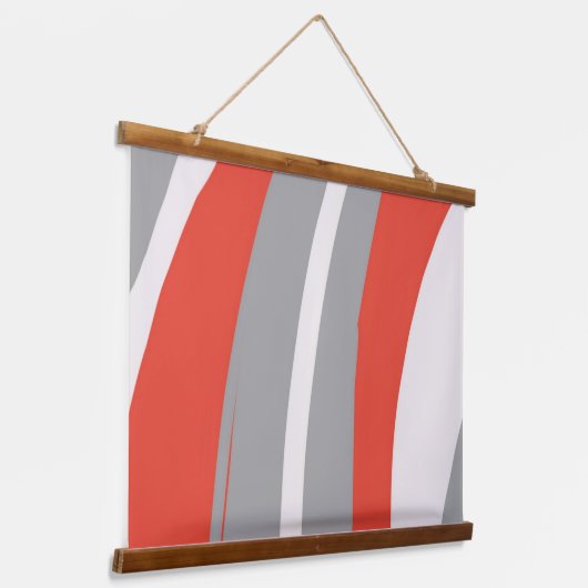 Vet Sinaasappel en grijs Abstract Hangend Wandkleed (Gebogen)