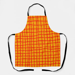 Vet Sinaasappel en Rood Check Pattern Fun Schort