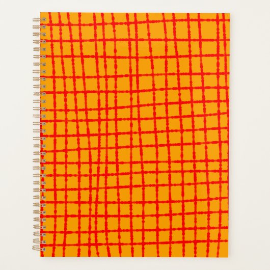 Vet Sinaasappel en Rood Check Pattern Stijlvol Planner (Voorkant)