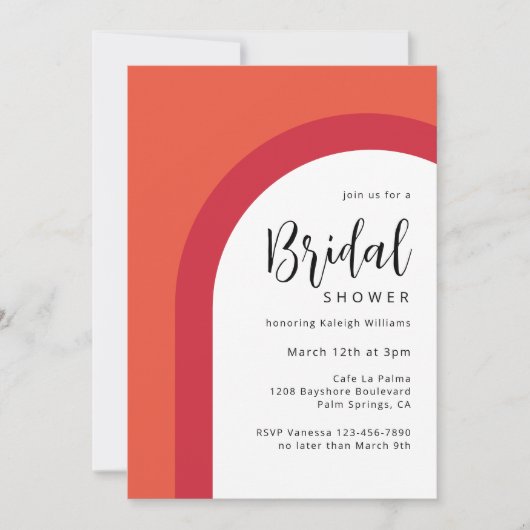 Vet Sinaasappel en Rood Eenvoudig Boog Vrijgezelle Kaart (Voorkant)