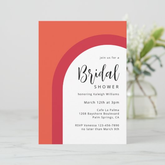 Vet Sinaasappel en Rood Eenvoudig Boog Vrijgezelle Kaart (Staand voorkant)